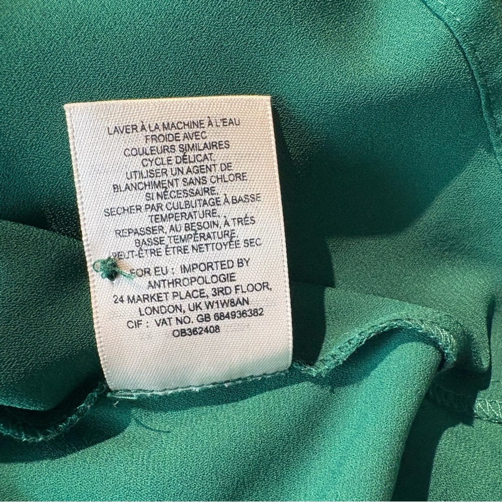 HD In Paris Anthropologie Green Dara Tee Laser Cut Blouse 10 - Picture 12 of 12
